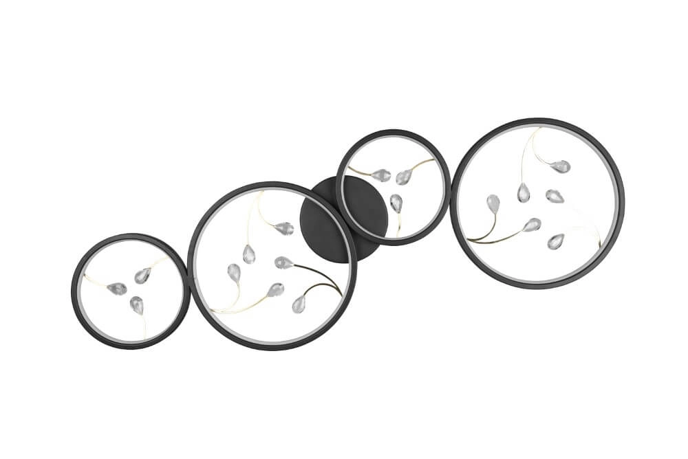 Zwarte led plafonnière Groovy 4-lichts Trio 4017807541885