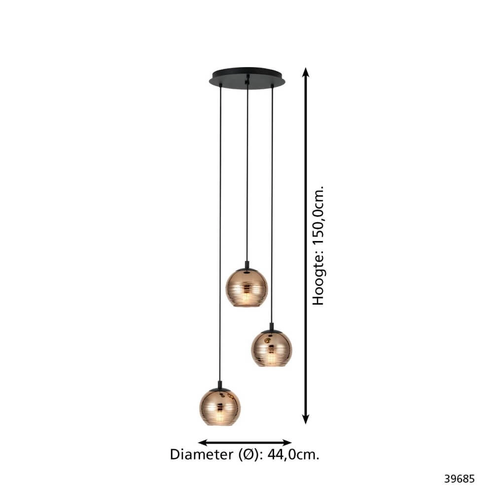 3-lichts hanglamp Lemorieta zwart Stars of Light 9002759396855