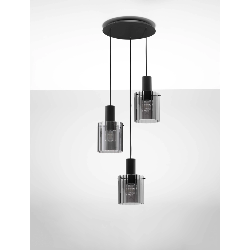 Design hanglamp Mirbi 3-lichts zwart rond Lyora 5212017468437