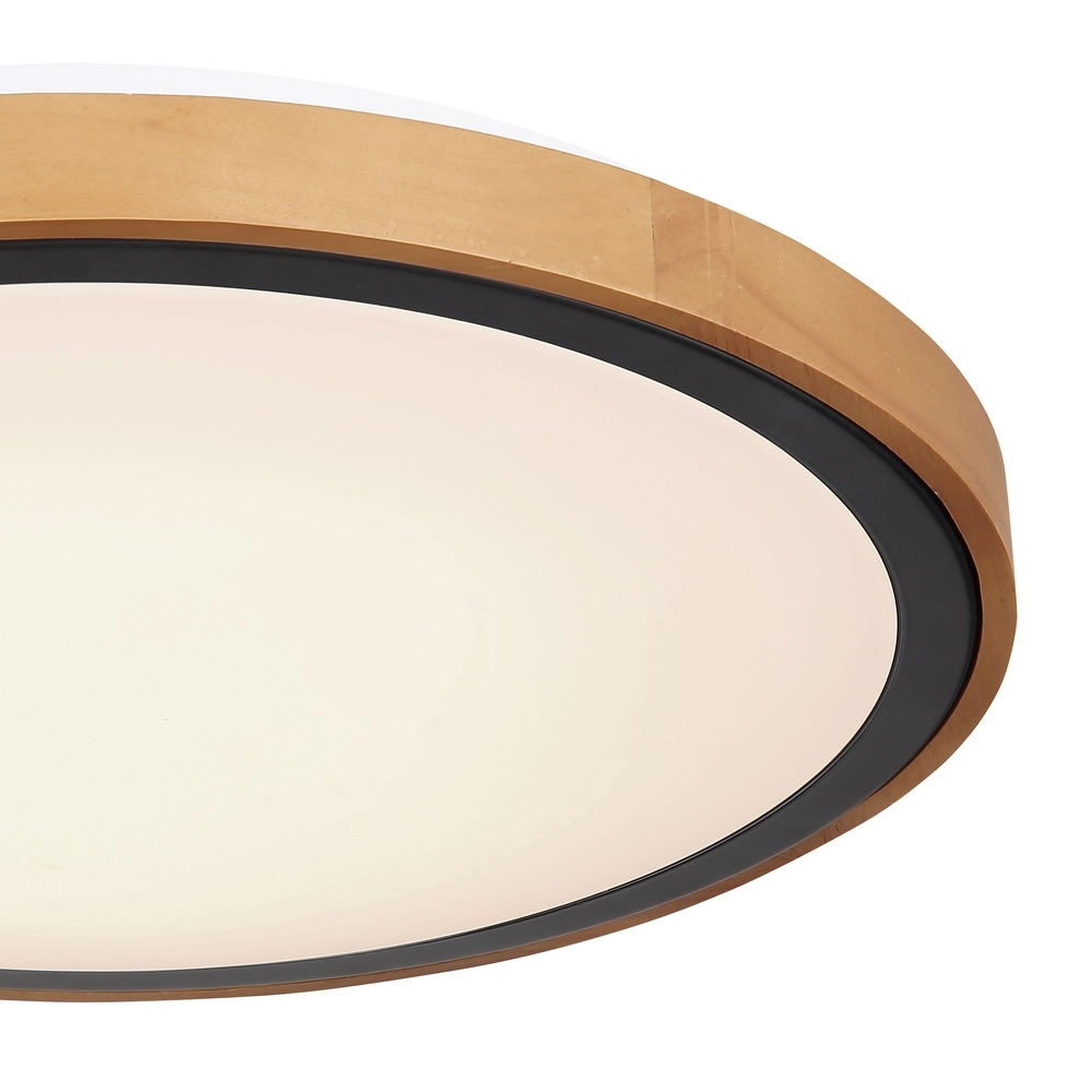 Plafondlamp Bruno Ø 43,7 zwart met hout Globo 9007371436484