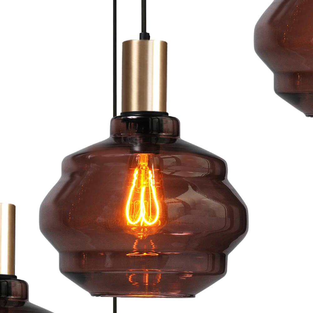 5-lichts vide hanglamp - goud - Porto met Ball red glazen - Ø 24cm Masterlight 8718121270982