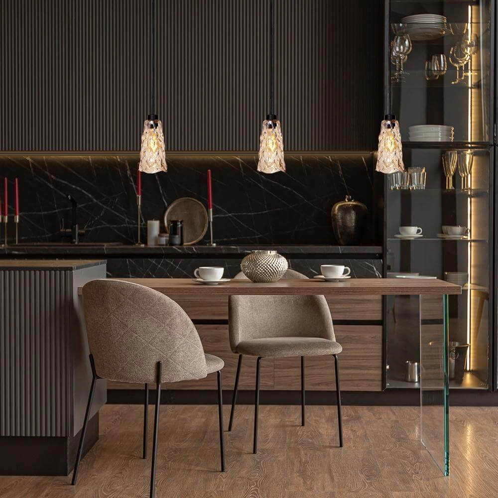 Hanglamp Vidrio zwart met amber glas Steinhauer 8712746173710