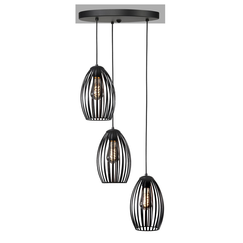 Hanglamp Gabbia zwart 3-lichts Hanglamp Gabbia zwart 3-lichts