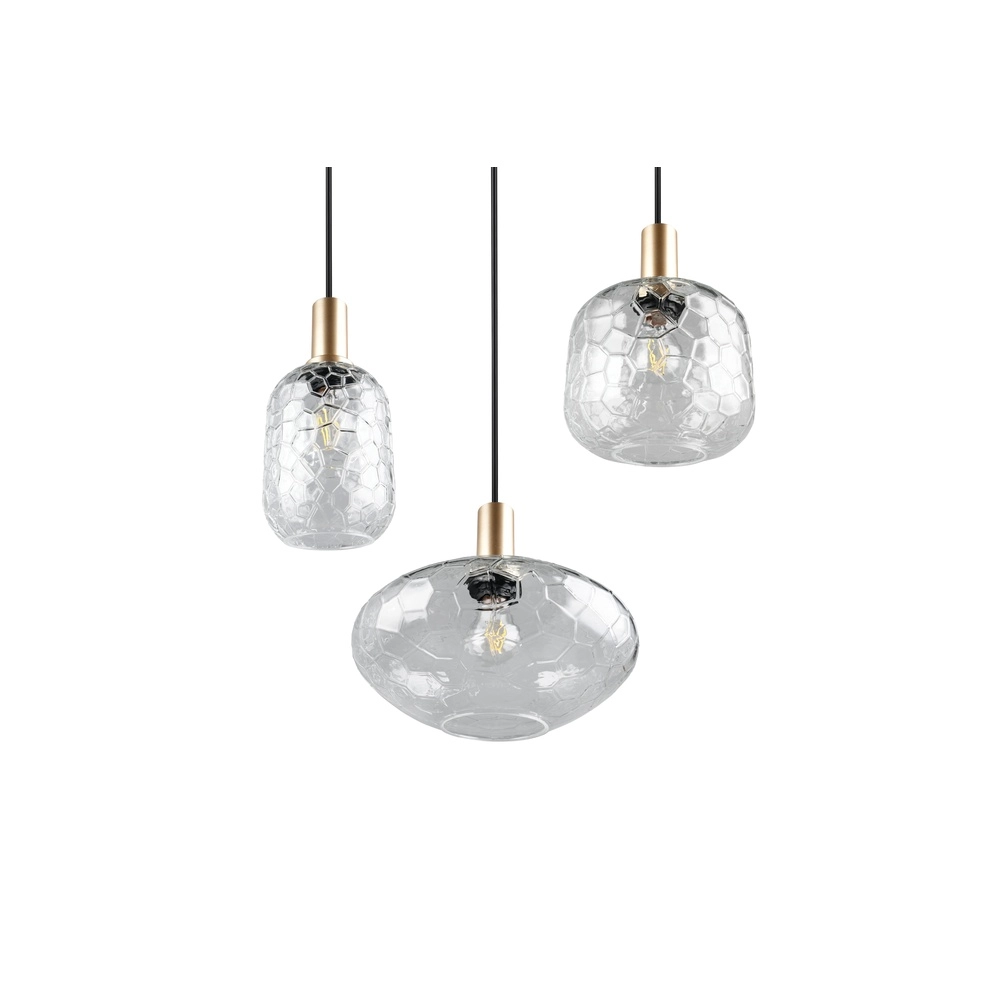 3-lichts hanglamp Emelie goud met smoke glas Trio 4017807702552