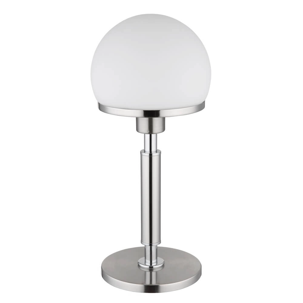 Tafellamp Haku chroom met wit glas Globo 9007371447312