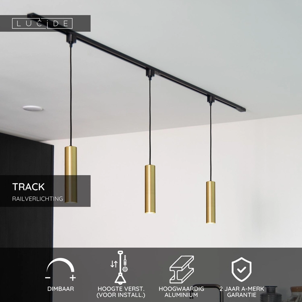 Rail hanglamp Track Floris 1-fase goud Lucide 5411212093363