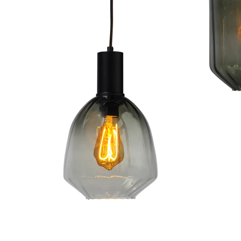 5-lichts hanglamp - zwart - Porto met verschillende glazen Masterlight 8718121270388
