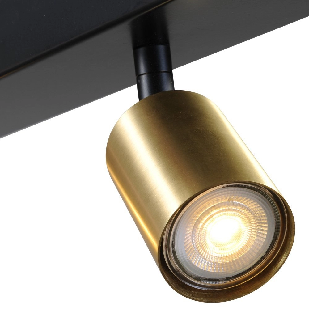 Plafondlamp zwart Bounce met 5 gouden spots Masterlight 8718121209296