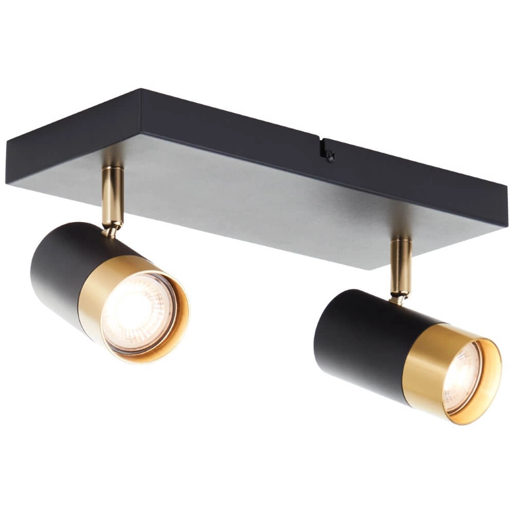 2-lichts opbouwspot Vigolo zwart met goud Brilliant 4004353441325