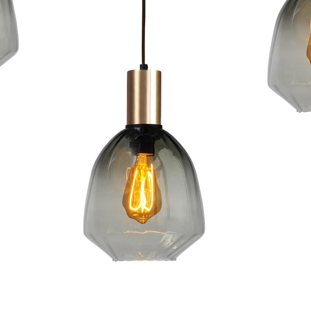 5-lichts hanglamp - goud - Porto met Nicolette green glazen Masterlight 8718121270357