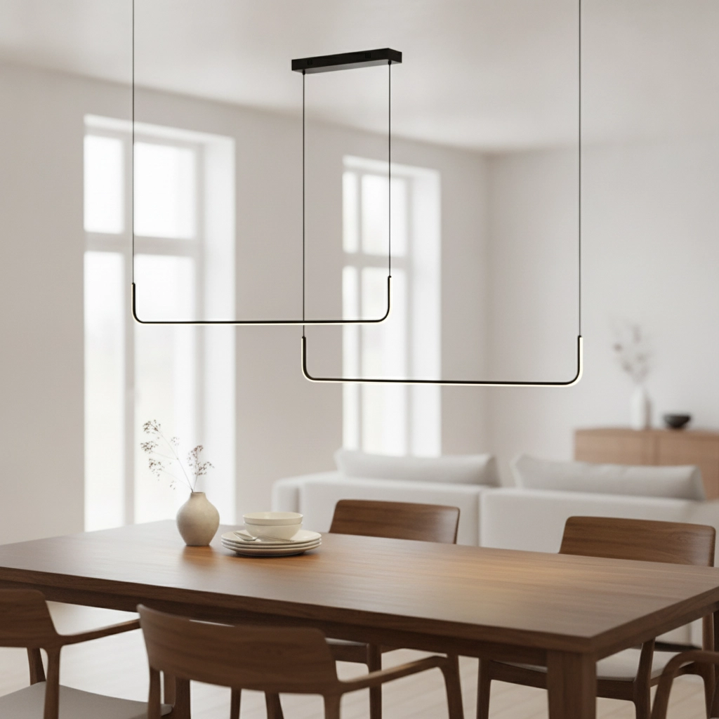 Strakke hanglamp Strita zwart dubbel