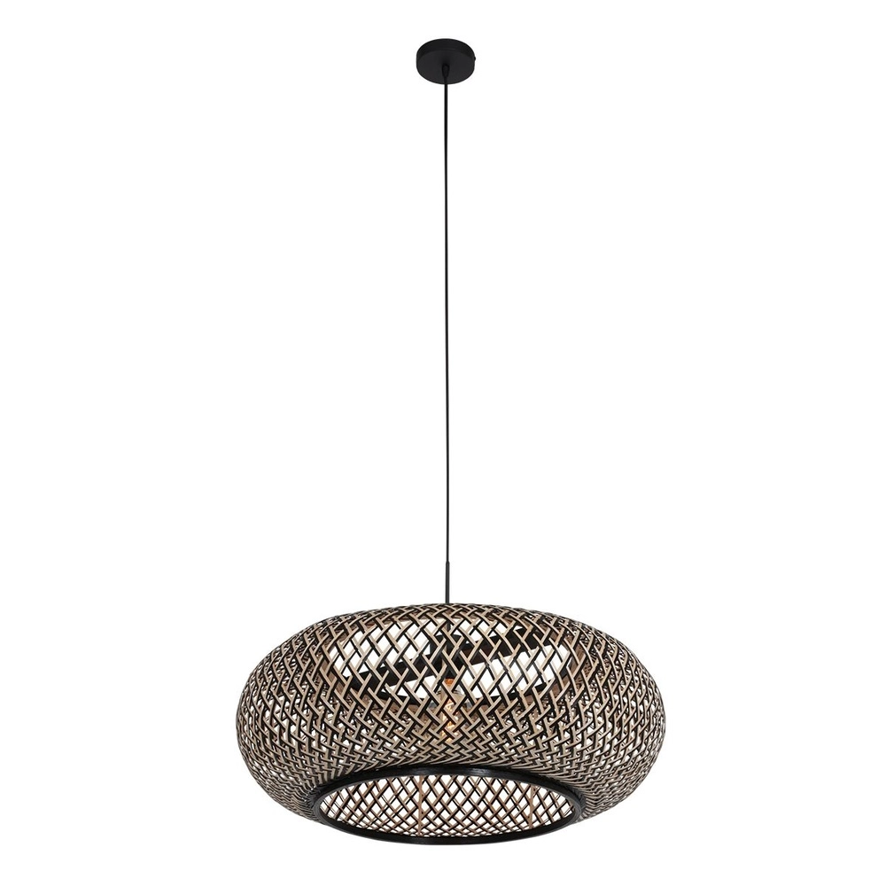 Hanglamp HaloSwap Ø 60cm zwart en rotan Steinhauer 8712746183276