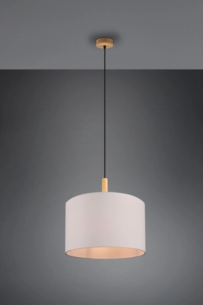 Hanglamp Korba wit met houtbruin Trio 4017807502626