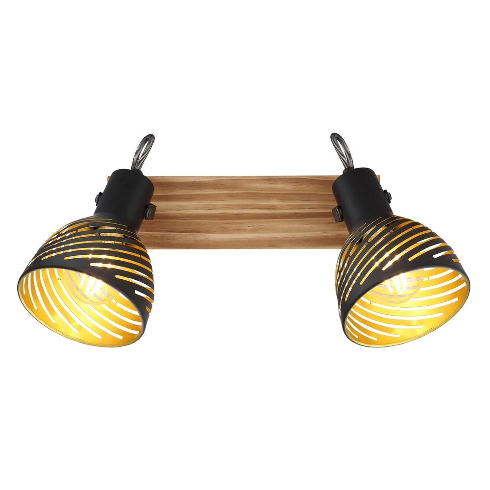 Plafondlamp Lenna 2-lichts hout met zwart Globo 9007371422685