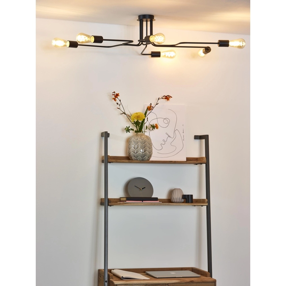 Plafondlamp Lester 6-lichts zwart Lucide 5411212210890