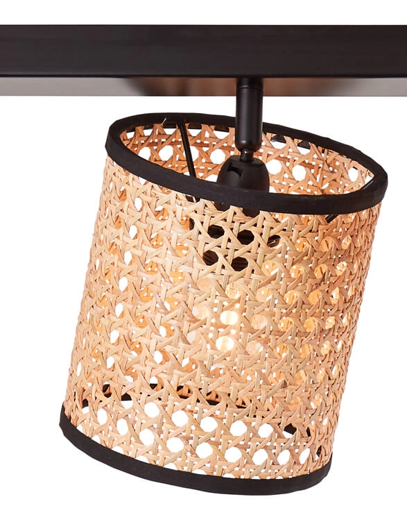 Spots Wiley 4-lichts zwart met rotan Brilliant 4004353394850
