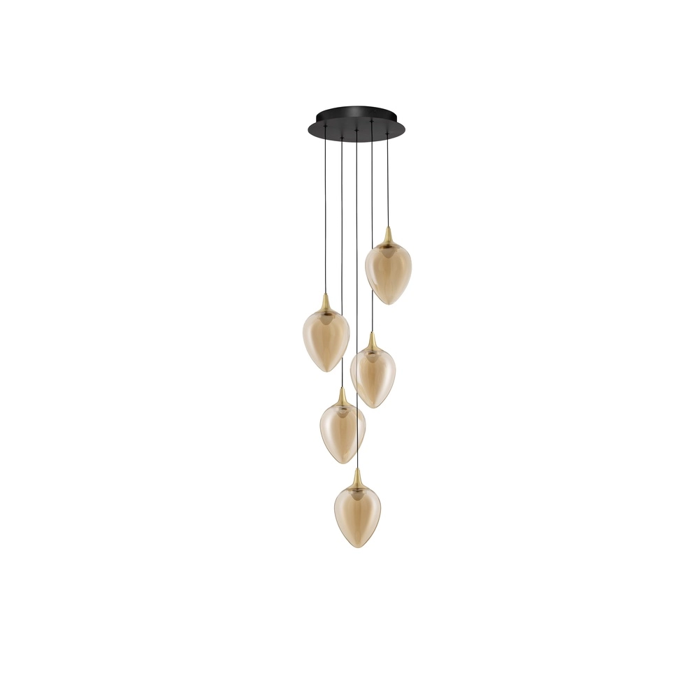 Hanglamp Nali 5-lichts amber glas Lyora 5212017477798