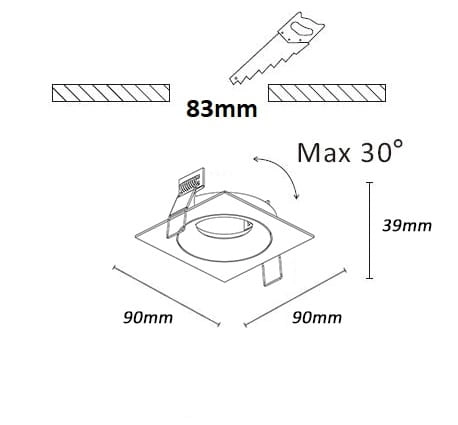 Vierkante inbouwspot Alice champagne Artdelight 8720701103337