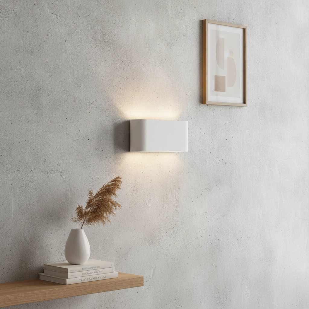 Unieke wandlamp Lille wit met ribbels