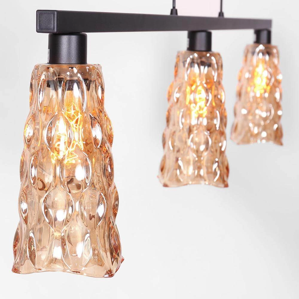 Hanglamp 3-lichts Vidrio zwart met amber glas Steinhauer 8712746173727