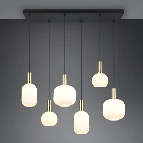 Eetkamer hanglamp Diva 6-lichts - wit glas Trio 4017807614510