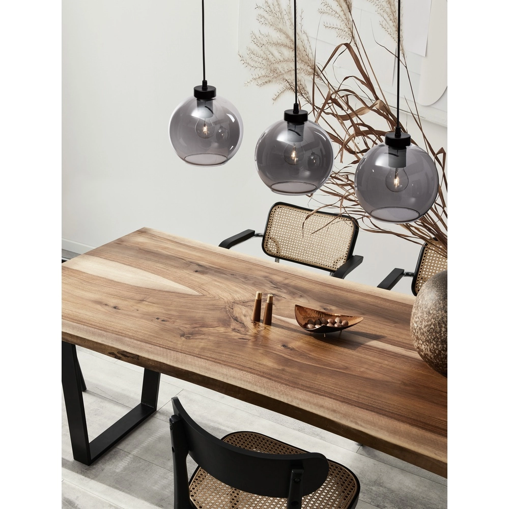 Hanglamp Palmer 3-lichts recht zwart met smoke glas Lyora 5212017430960