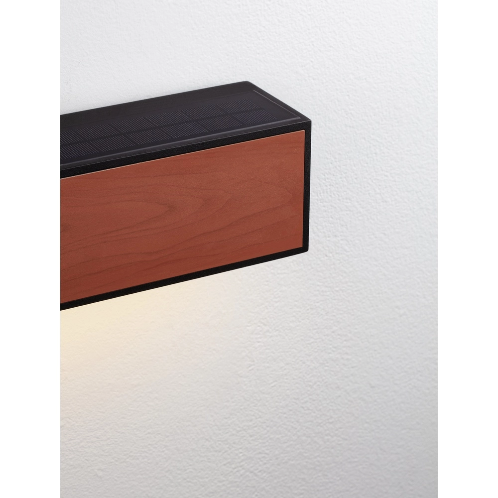 Solar wandlamp Brown zwart met hout Lyora 5212017449443