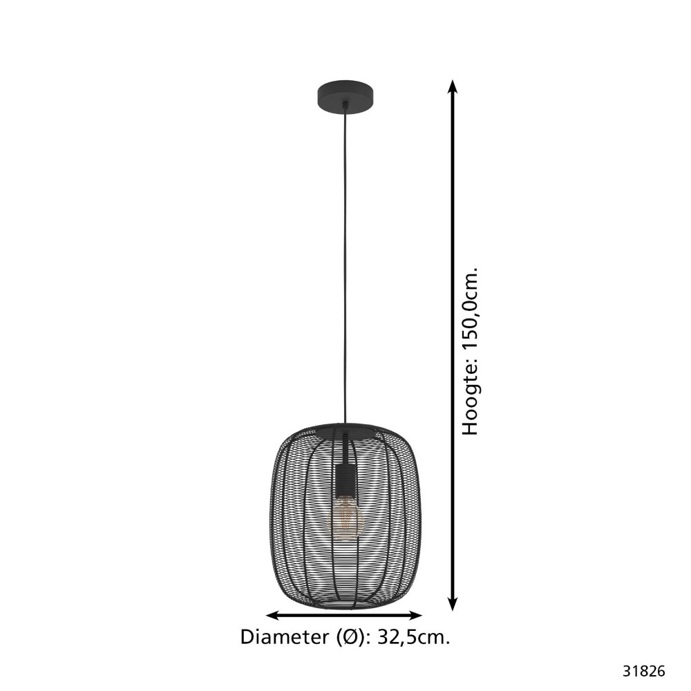 Zwarte hanglamp Rinroe Ø 32,5cm Eglo 9002759318260