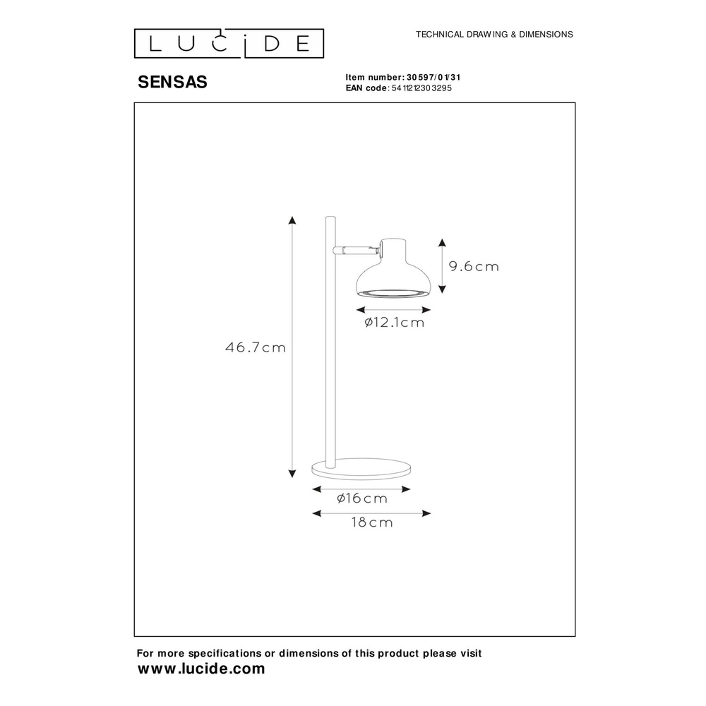 Bureaulamp Sensas wit design GU10 ES111 Lucide 5411212303295