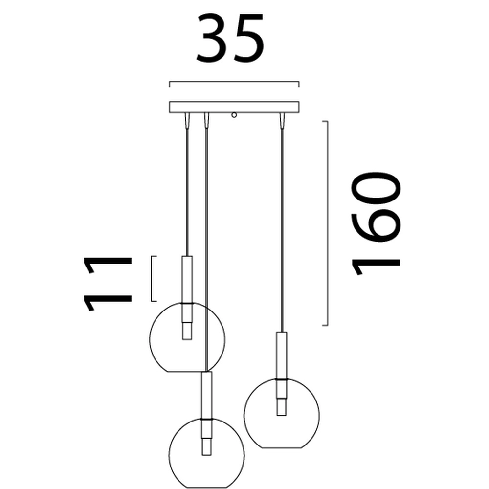 3L vide hanglamp Lido Ball met Ø 17cm gold-fading glas Masterlight 8718121325057