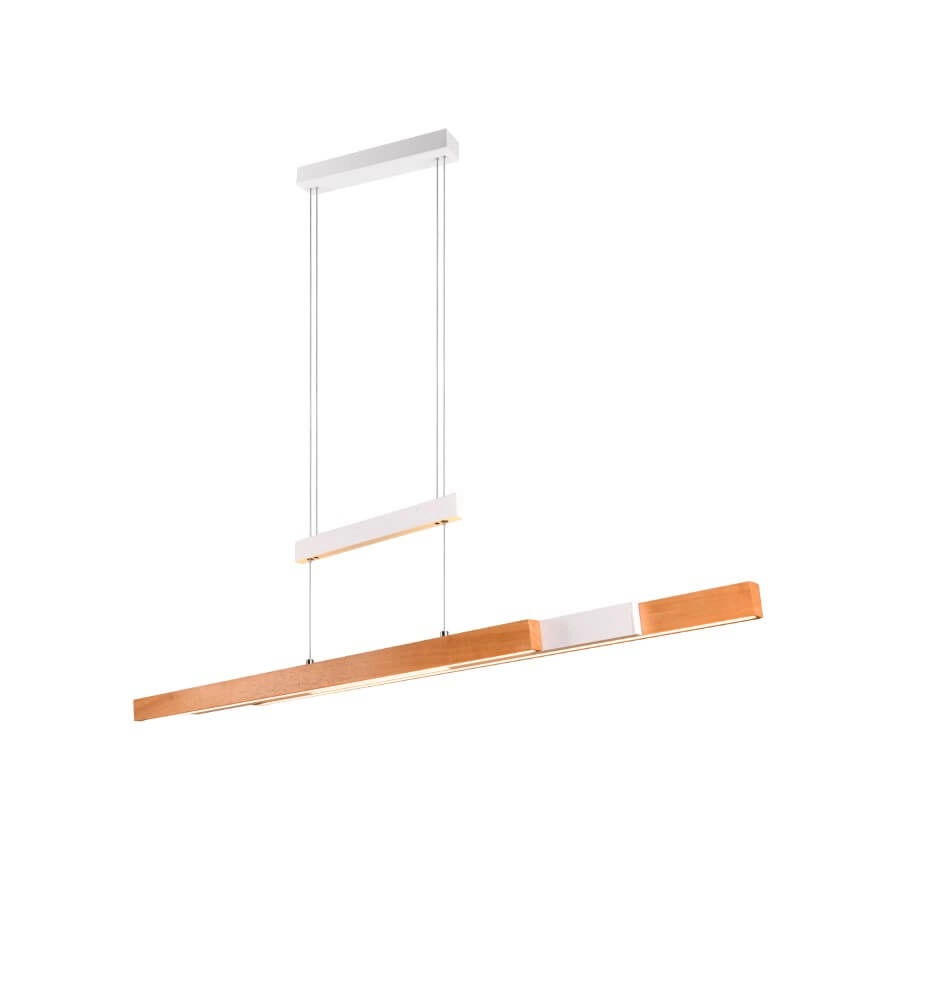 Kantoor hanglamp Trajan met houtlook en wit Kantoor hanglamp Trajan met houtlook en wit