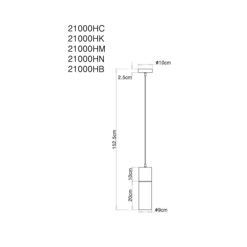 Strakke hanglamp Annika enkel zwart Globo 9007371433766