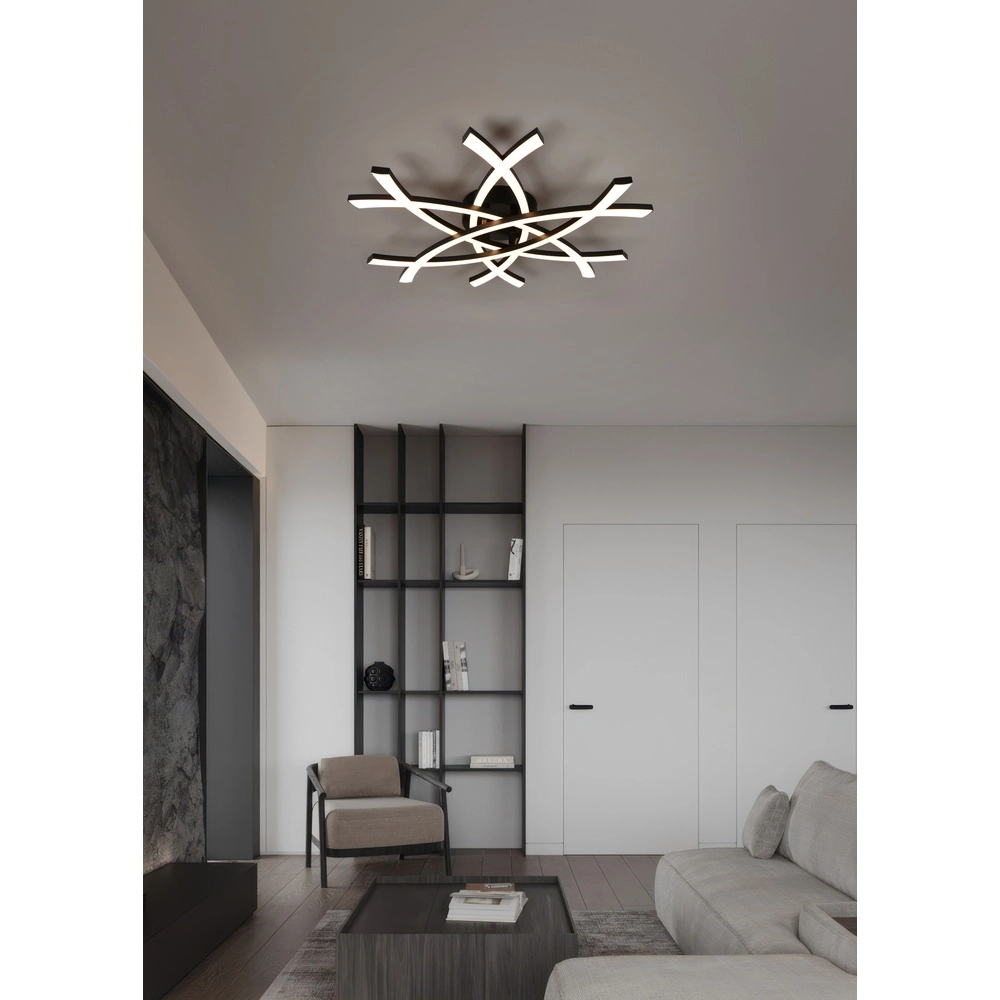 Moderne plafondlamp Pollock 60cm zwart Trio 4017807659078