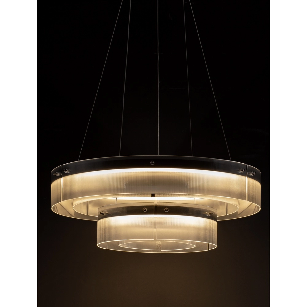 Design hanglamp Pauline dubbel zwart met glas Ø 70cm