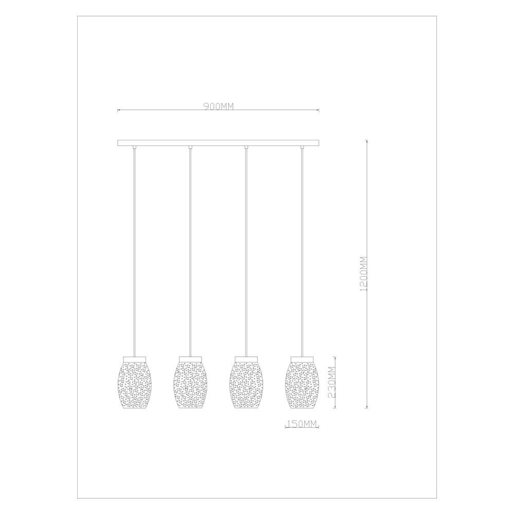 4-lichts hanglamp Narri zwart met goud - kleine gaatjes Globo 9007371392667