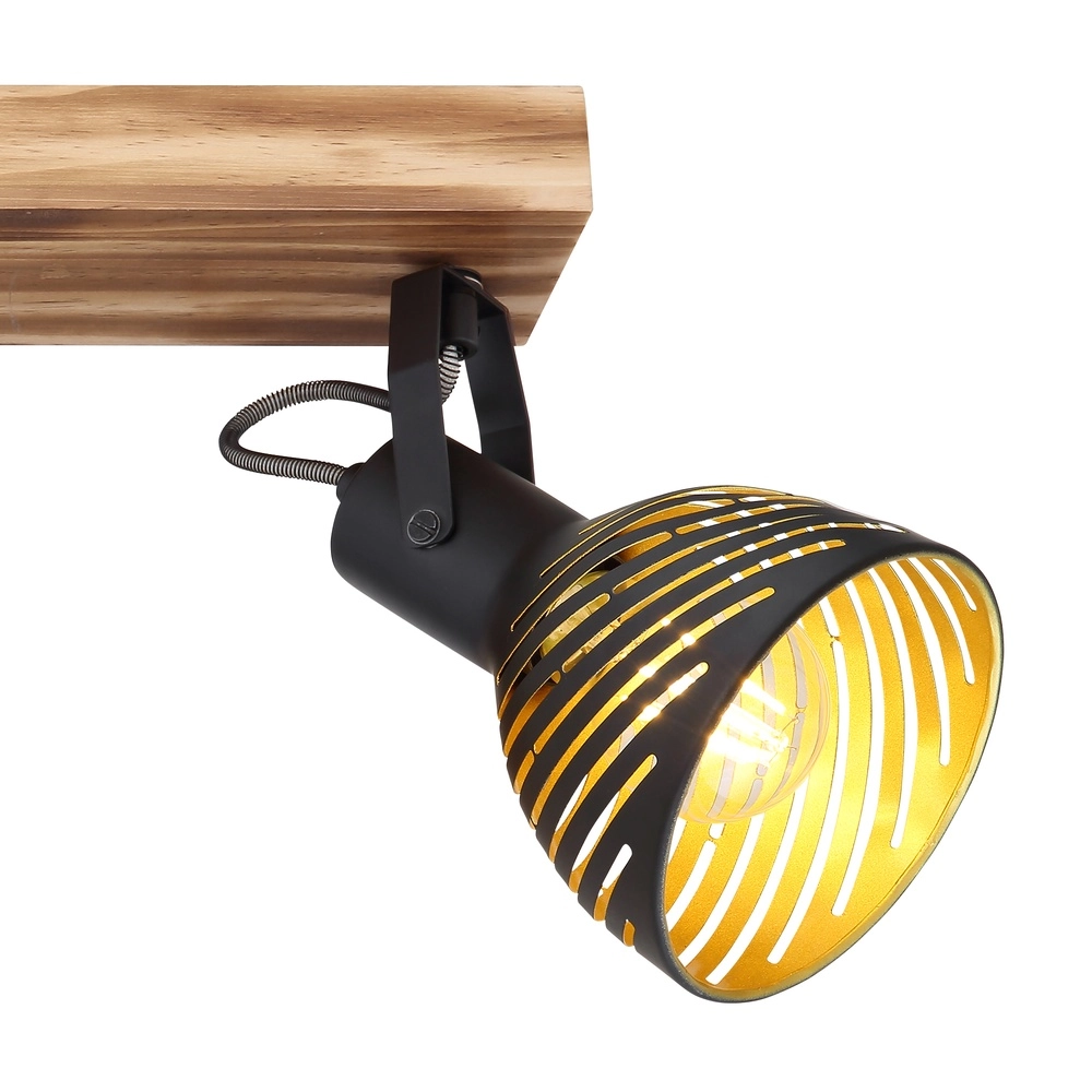 Plafondlamp Lenna 3-lichts hout met zwart Globo 9007371425686