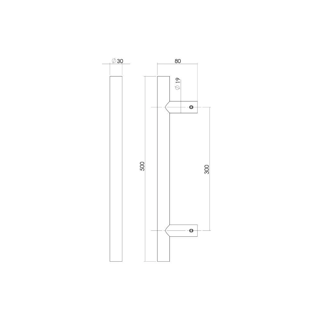 Deurgrepen T-vorm Gripon 50x8cm per paar RVS Intersteel 8714186464977