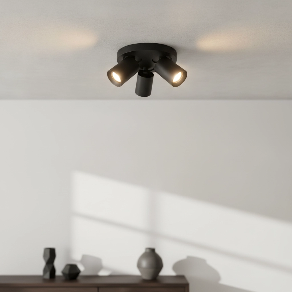 Ronde plafondlamp Megano 3-lichts zwart