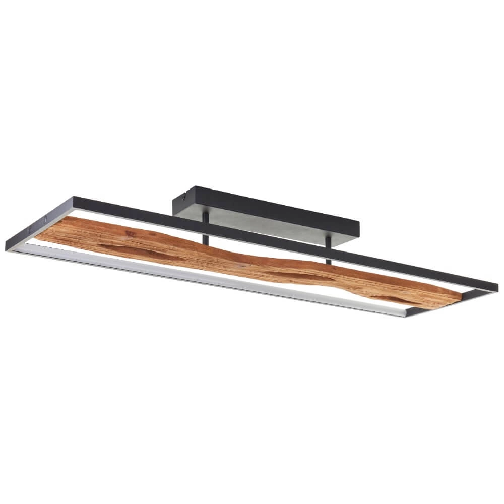 Plafondlamp zwart met hout Chaumont 100cm Brilliant 4004353435270