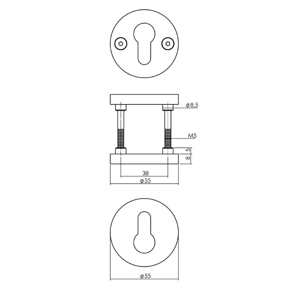 Set van 2 cilinderrozetten Shiraat messing mat Intersteel 8714186565087
