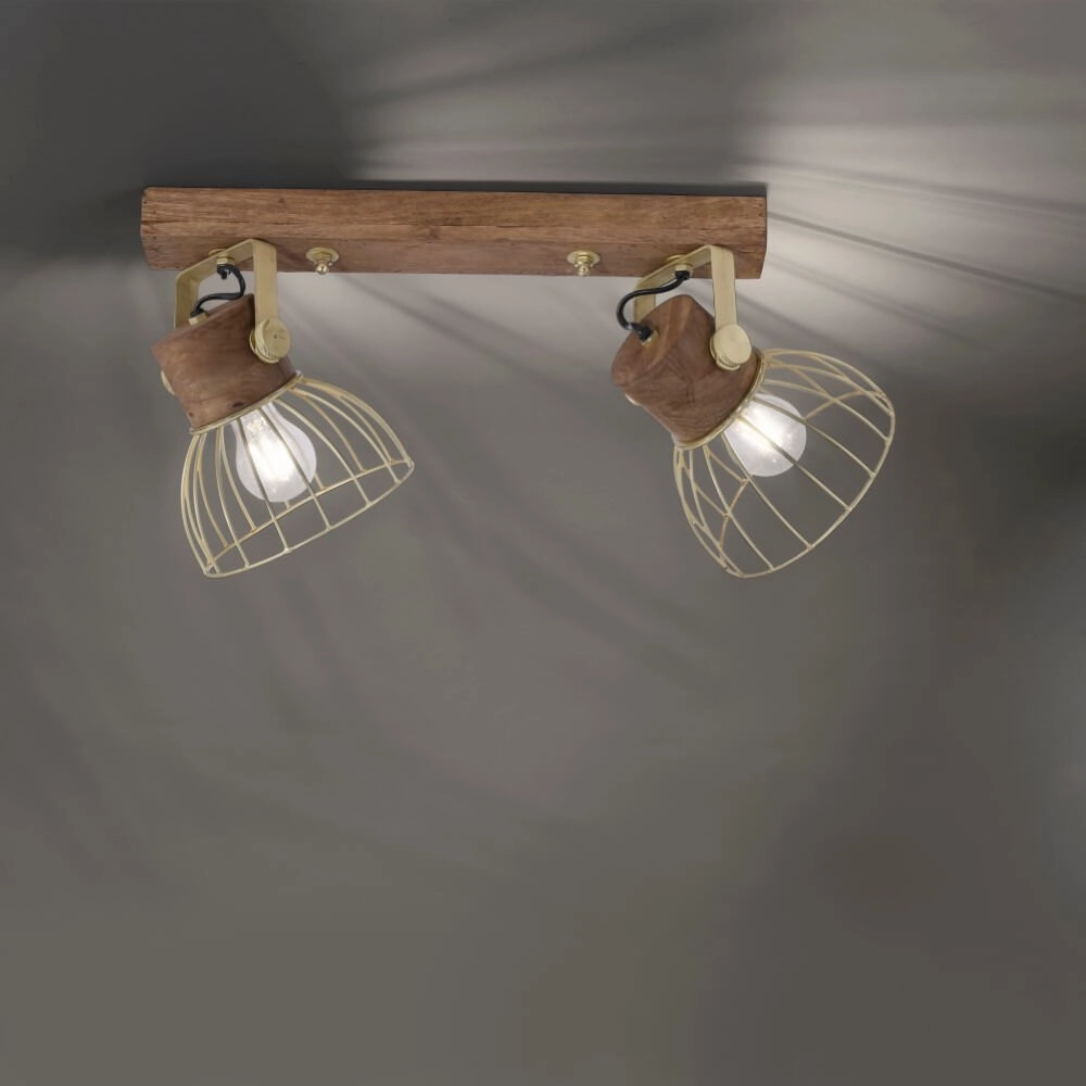 Plafondlamp Alami bruin messing 2-lichts Just Light 4043689976224