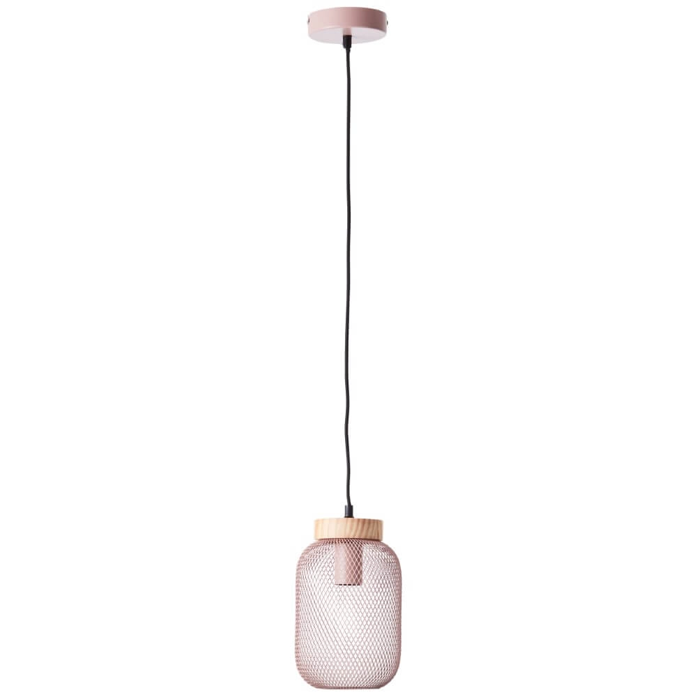 Roze hanglamp Giada met hout Brilliant 4004353354229