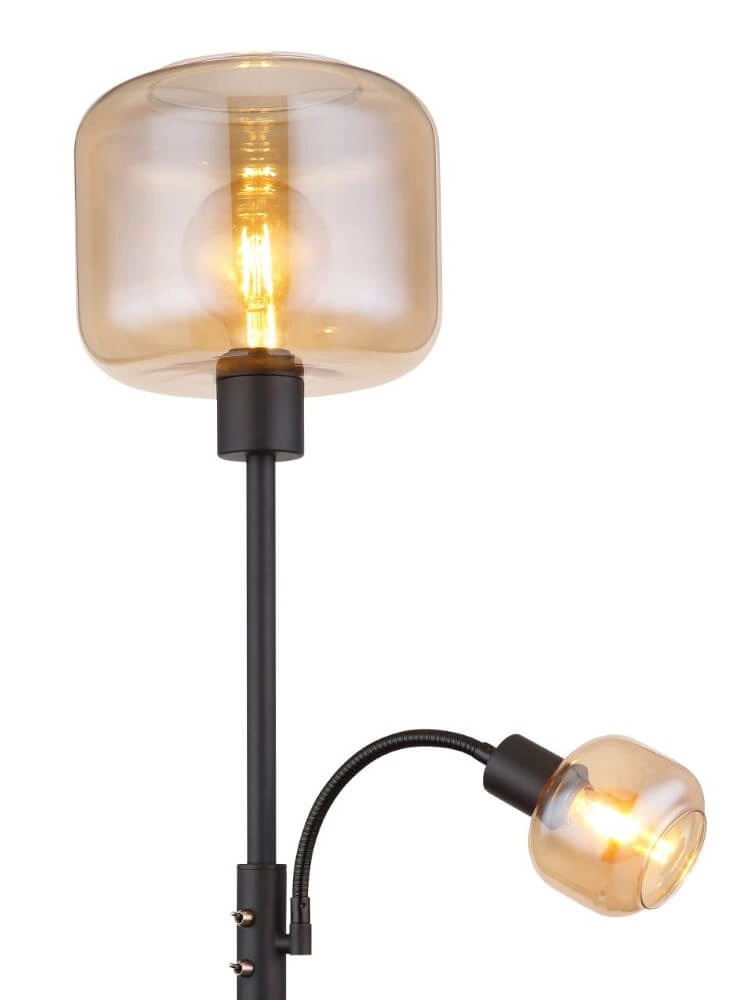 Zwarte vloerlamp Giuseppe amber glas Globo 9007371441228