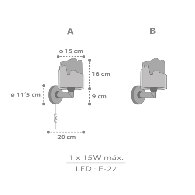 Wandlamp Snoopy wit met rood Dalber 8420406763095