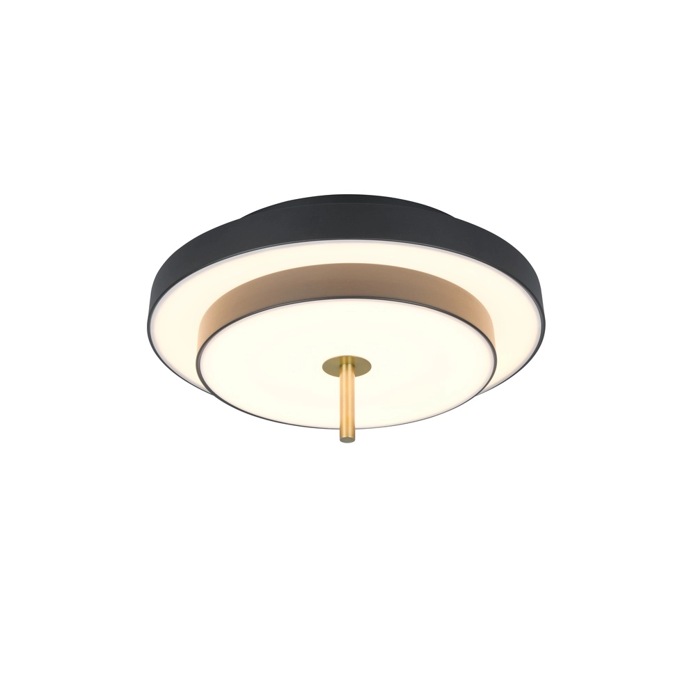 Moderne plafondlamp Keaton zwart met goud Ø 40cm Trio 4017807653687