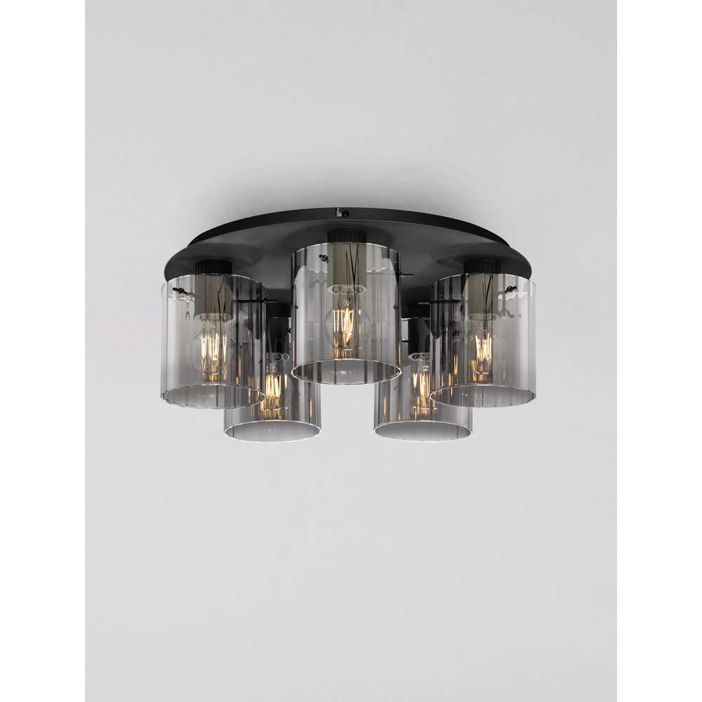 Design plafondlamp Mirbi 5-lichts zwart