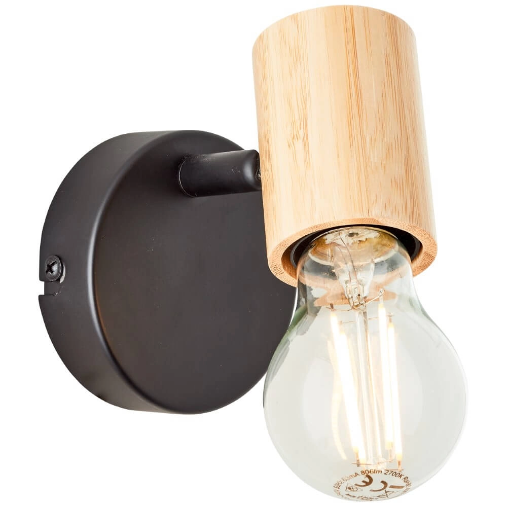 Wandlamp Kerry zwart met hout Brilliant 4004353409028