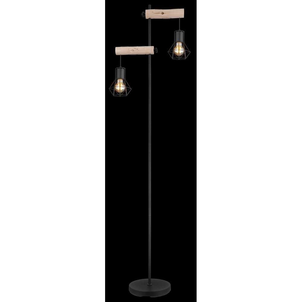 Vloerlamp Priska zwart met hout Globo 9007371443840