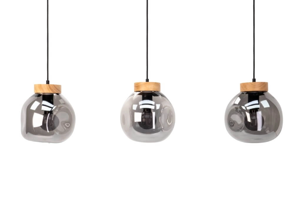 3-lichts hanglamp Magacela hout met smoke glas Stars of Light 9008606274499