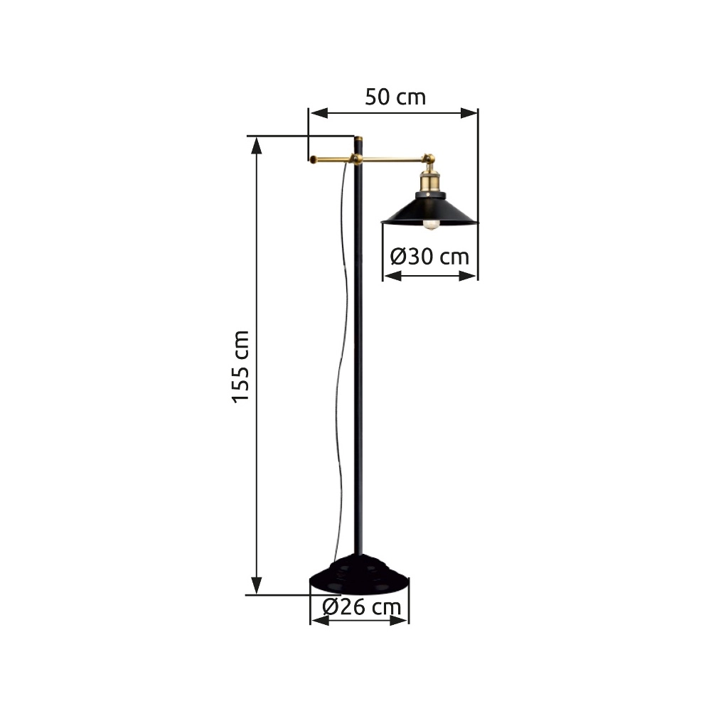 Industriele vloerlamp Lenius zwart met goud Globo 9007371336388